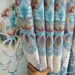 Anvige Home Textile Luxury Curtain ANVIGE European Blue Flowers Embroidered Curtain With Valance,Custom Made Blackout Window Drapes For Living Room