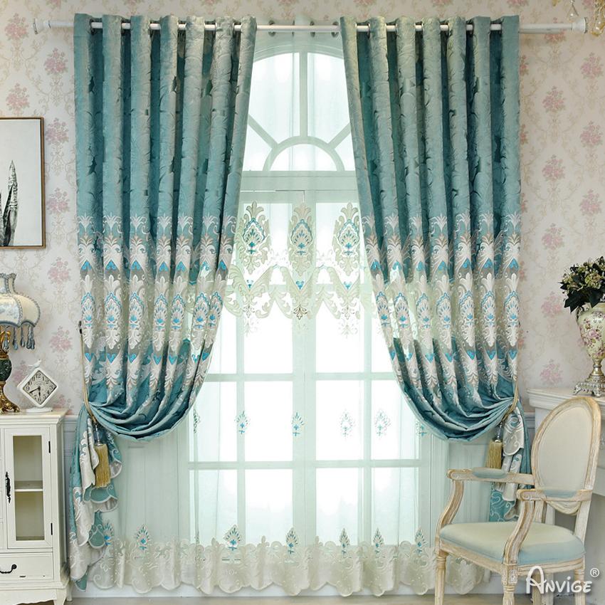 Luxury Curtain ANVIGE European Chenille Jacquard Shade Cloth Curtain Drapes For Living Room Bedroom  Customized Valance,Blackout and Sheer Window Curtain With Grommet Top,52''Wx84''L,1 Panel roman shades roman blinds curtains window treatment window shade window blind customized roman shades curtain drapes curtains for living room