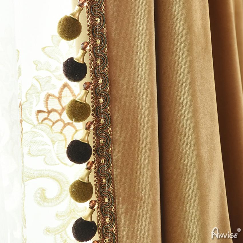 Luxury Curtain ANVIGE European Curtain Italy Cloth Embroidered Customized Valance,Blackout and Sheer Window Curtain With Grommet Top,52''Wx84''L,1 Panel roman shades roman blinds curtains window treatment window shade window blind customized roman shades curtain drapes curtains for living room