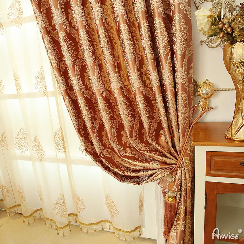 Luxury Curtain ANVIGE European Jacquard Curtains Luxury Valance,Blackout and Sheer Window Curtain With Grommet Top,52''Wx84''L,1 Panel roman shades roman blinds curtains window treatment window shade window blind customized roman shades curtain drapes curtains for living room