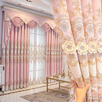 Anvige Home Textile Luxury Curtain ANVIGE European Pink Embossed Curtain With Valance,Custom Made Blackout Window Drapes For Living Room