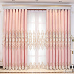 Anvige Home Textile Luxury Curtain ANVIGE European Pink Embossed Curtain With Valance,Custom Made Blackout Window Drapes For Living Room