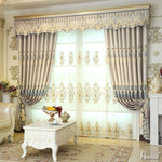 Luxury Curtain ANVIGE European Roral Beige Embroidered Valance,Blackout and Sheer Window Curtain With Grommet Top,52''Wx84''L,1 Panel roman shades roman blinds curtains window treatment window shade window blind customized roman shades curtain drapes curtains for living room