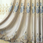 Luxury Curtain ANVIGE European Roral Beige Embroidered Valance,Blackout and Sheer Window Curtain With Grommet Top,52''Wx84''L,1 Panel roman shades roman blinds curtains window treatment window shade window blind customized roman shades curtain drapes curtains for living room