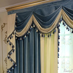 Luxury Curtain ANVIGE European Roral Luxury Vlevet Beige and Blue Curtains High Quality Valance,Blackout and Sheer Window Curtain With Grommet Top,52''Wx84''L,1 Panel roman shades roman blinds curtains window treatment window shade window blind customized roman shades curtain drapes curtains for living room