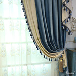 Luxury Curtain ANVIGE European Roral Luxury Vlevet Beige and Blue Curtains High Quality Valance,Blackout and Sheer Window Curtain With Grommet Top,52''Wx84''L,1 Panel roman shades roman blinds curtains window treatment window shade window blind customized roman shades curtain drapes curtains for living room