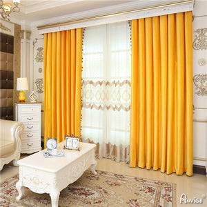 Luxury Curtain ANVIGE European Soft Feeling Yellow Curtains High Quality Valance,Blackout and Sheer Window Curtain With Grommet Top,52''Wx84''L,1 Panel roman shades roman blinds curtains window treatment window shade window blind customized roman shades curtain drapes curtains for living room