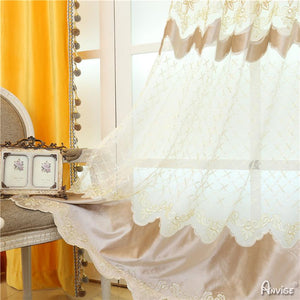 Luxury Curtain ANVIGE European Soft Feeling Yellow Curtains High Quality Valance,Blackout and Sheer Window Curtain With Grommet Top,52''Wx84''L,1 Panel roman shades roman blinds curtains window treatment window shade window blind customized roman shades curtain drapes curtains for living room