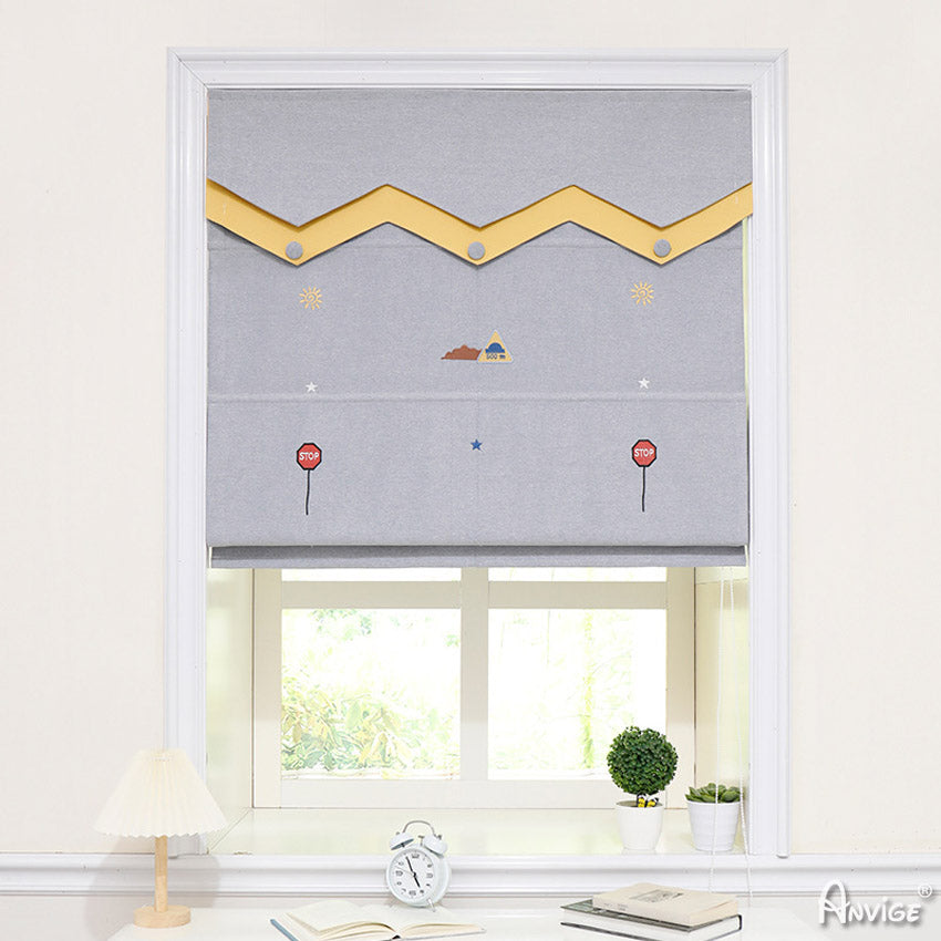 Anvige Home Textile Roman Shade Anvige Flat Roman Shades,Hardware For Installation Included,Window Treatment,Custom Roman Blinds,Cartoon Excavator