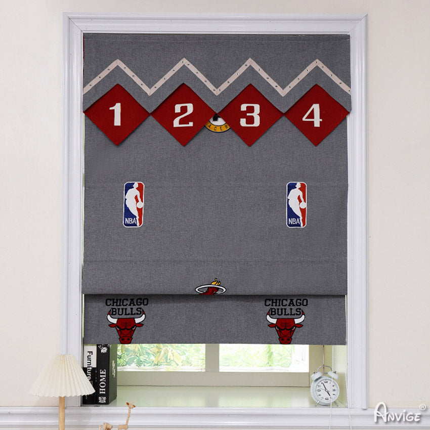 Anvige Home Textile Roman Shade Anvige Flat Roman Shades,Hardware For Installation Included,Window Treatment,Custom Roman Blinds,Cartoon NBA Pattern