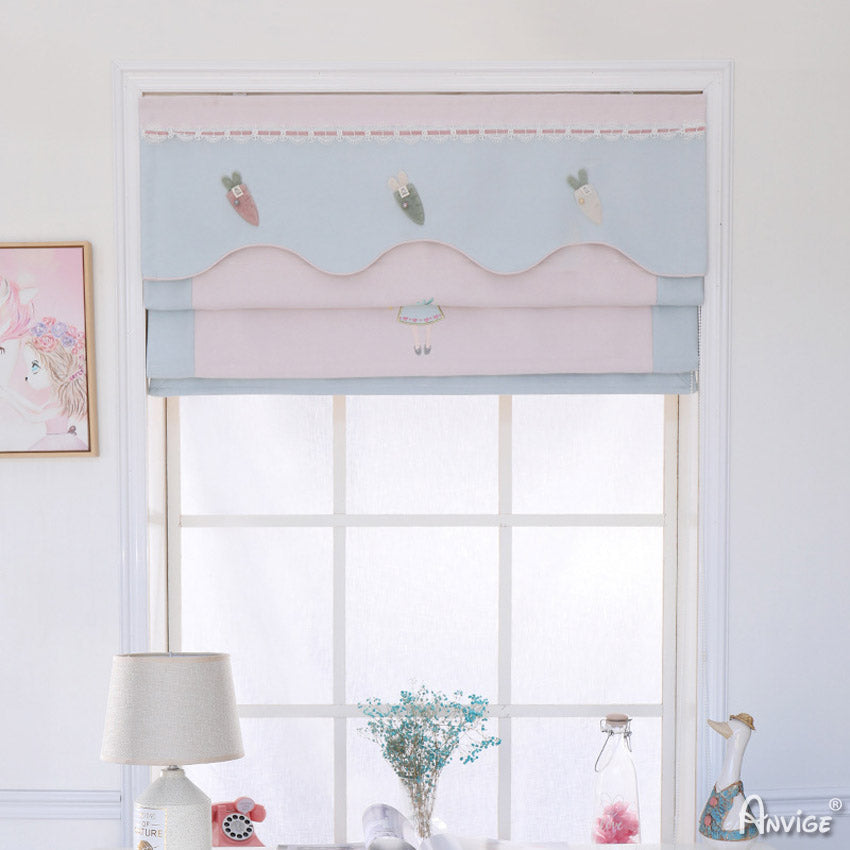 Anvige Home Textile Roman Shade Anvige Flat Roman Shades,Hardware For Installation Included,Window Treatment,Custom Roman Blinds,Cartoon Rabbits