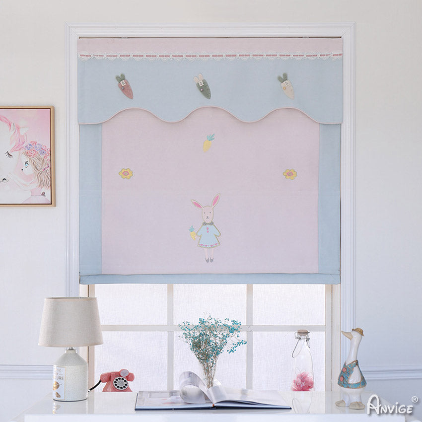 Anvige Home Textile Roman Shade Anvige Flat Roman Shades,Hardware For Installation Included,Window Treatment,Custom Roman Blinds,Cartoon Rabbits