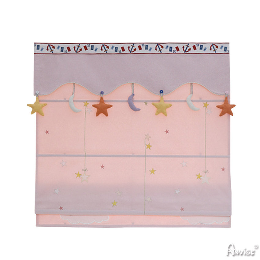 Anvige Home Textile Roman Shade Anvige Flat Roman Shades,Hardware For Installation Included,Window Treatment,Custom Roman Blinds,Cartoon Stars