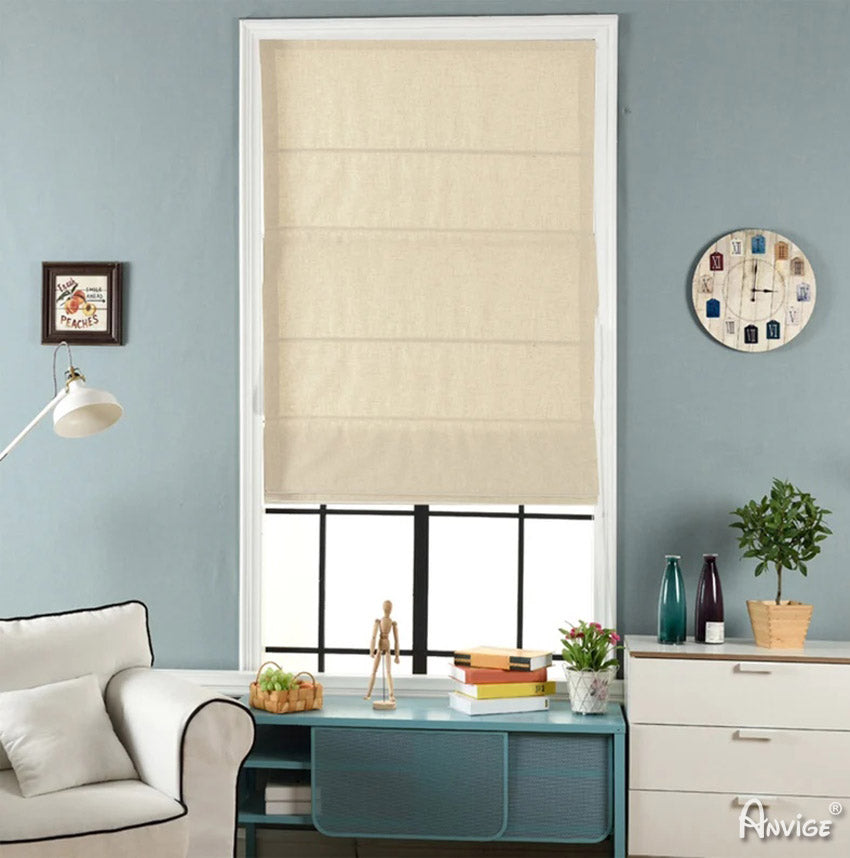 Anvige Home Textile Roman Shade Anvige Flat Roman Shades,Hardware For Installation Included,Window Treatment,Custom Roman Blinds,Solid Cotton Linen Fabric