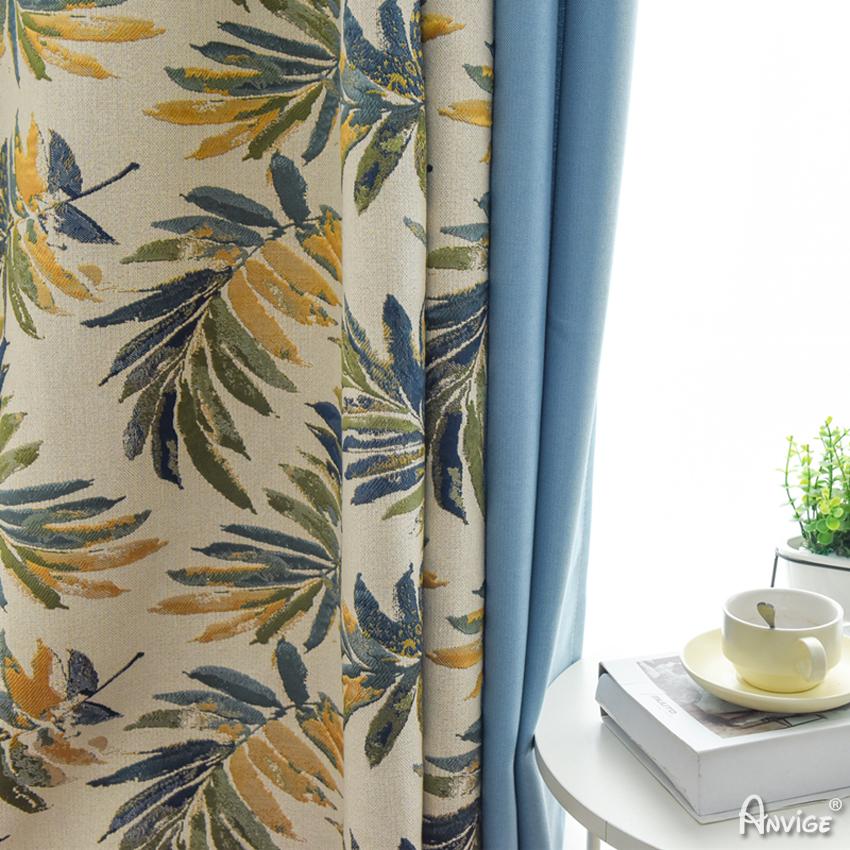 Pastoral Curtain ANVIGE Garden Banana Leaves Printing,Grommet Window Curtain Blackout Curtains For Living Room,52''Wx63''L,1 Panel roman shades roman blinds curtains window treatment window shade window blind customized roman shades curtain drapes curtains for living room