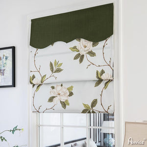 Roman Shade ANVIGE Garden Beautiful Flowers Green Valance Printed Roman Shades ,Easy Install Washable Curtains ,Customized Window Curtain Drape, 24"W X 64"H roman shades roman blinds curtains window treatment window shade window blind customized roman shades curtain drapes curtains for living room