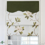 Roman Shade ANVIGE Garden Beautiful Flowers Green Valance Printed Roman Shades ,Easy Install Washable Curtains ,Customized Window Curtain Drape, 24"W X 64"H roman shades roman blinds curtains window treatment window shade window blind customized roman shades curtain drapes curtains for living room