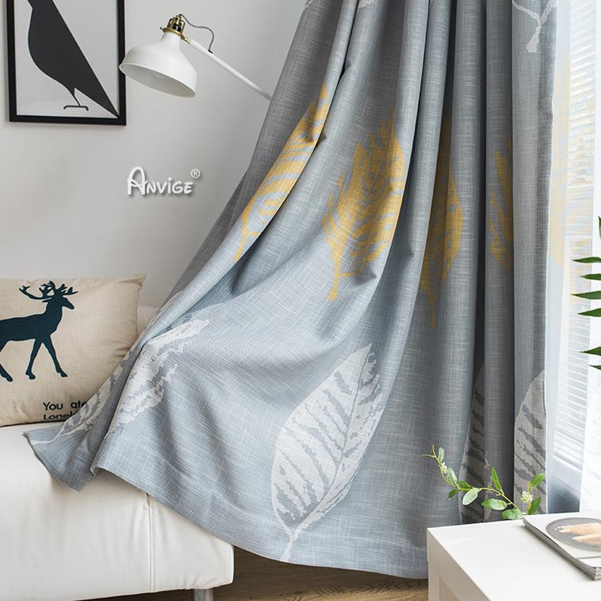 Pastoral Curtain ANVIGE Garden Big Leaves Printed Curtains,Grommet Window Curtain Blackout Curtains For Living Room,52''Wx63''L,1 Panel roman shades roman blinds curtains window treatment window shade window blind customized roman shades curtain drapes curtains for living room