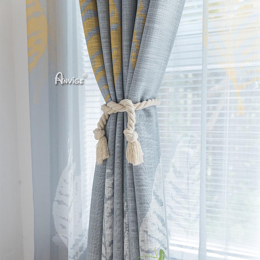 Pastoral Curtain ANVIGE Garden Big Leaves Printed Curtains,Grommet Window Curtain Blackout Curtains For Living Room,52''Wx63''L,1 Panel roman shades roman blinds curtains window treatment window shade window blind customized roman shades curtain drapes curtains for living room