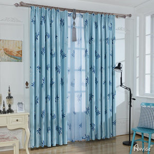 Pastoral Curtain ANVIGE Garden Blue Leaf Printed,Grommet Window Curtain Blackout Curtains For Living Room,52''Wx63''L,1 Panel roman shades roman blinds curtains window treatment window shade window blind customized roman shades curtain drapes curtains for living room