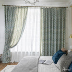 Pastoral Curtain ANVIGE Garden Blue Small Leaves Printed,Grommet Window Curtain Blackout Curtains For Living Room,52''Wx63''L,1 Panel roman shades roman blinds curtains window treatment window shade window blind customized roman shades curtain drapes curtains for living room