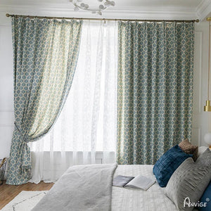 Pastoral Curtain ANVIGE Garden Blue Small Leaves Printed,Grommet Window Curtain Blackout Curtains For Living Room,52''Wx63''L,1 Panel roman shades roman blinds curtains window treatment window shade window blind customized roman shades curtain drapes curtains for living room