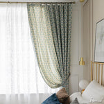 Pastoral Curtain ANVIGE Garden Blue Small Leaves Printed,Grommet Window Curtain Blackout Curtains For Living Room,52''Wx63''L,1 Panel roman shades roman blinds curtains window treatment window shade window blind customized roman shades curtain drapes curtains for living room