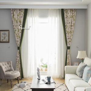 Pastoral Curtain ANVIGE Garden Butterfly Cotton Linen Printed,Grommet Window Curtain Blackout Curtains For Living Room,52''Wx63''L,1 Panel roman shades roman blinds curtains window treatment window shade window blind customized roman shades curtain drapes curtains for living room