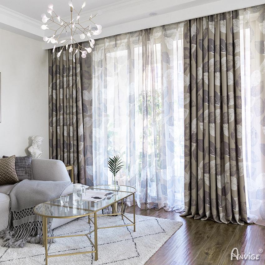 Pastoral Curtain ANVIGE Garden Cotton Linen Autumn Fallen Big Leaves Printed,Grommet Window Curtain Blackout Curtains For Living Room,52''Wx63''L,1 Panel roman shades roman blinds curtains window treatment window shade window blind customized roman shades curtain drapes curtains for living room