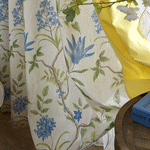 Pastoral Curtain ANVIGE Garden Cotton Linen Blue Flowers Butterflies Printed Curtains,Grommet Window Curtain Blackout Curtains For Living Room,52''Wx63''L,1 Panel roman shades roman blinds curtains window treatment window shade window blind customized roman shades curtain drapes curtains for living room