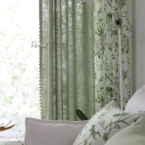 Pastoral Curtain ANVIGE Garden Cotton Linen Leaves Printed,Grommet Window Curtain Blackout Curtains For Living Room,52''Wx63''L,1 Panel roman shades roman blinds curtains window treatment window shade window blind customized roman shades curtain drapes curtains for living room