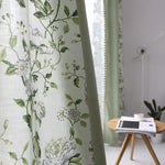 Pastoral Curtain ANVIGE Garden Cotton Linen Leaves Printed,Grommet Window Curtain Blackout Curtains For Living Room,52''Wx63''L,1 Panel roman shades roman blinds curtains window treatment window shade window blind customized roman shades curtain drapes curtains for living room