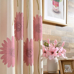 Pastoral Curtain ANVIGE Garden Cotton Linen Pink Flowers Printed,Grommet Window Curtain Blackout Curtains For Living Room,52''Wx63''L,1 Panel roman shades roman blinds curtains window treatment window shade window blind customized roman shades curtain drapes curtains for living room