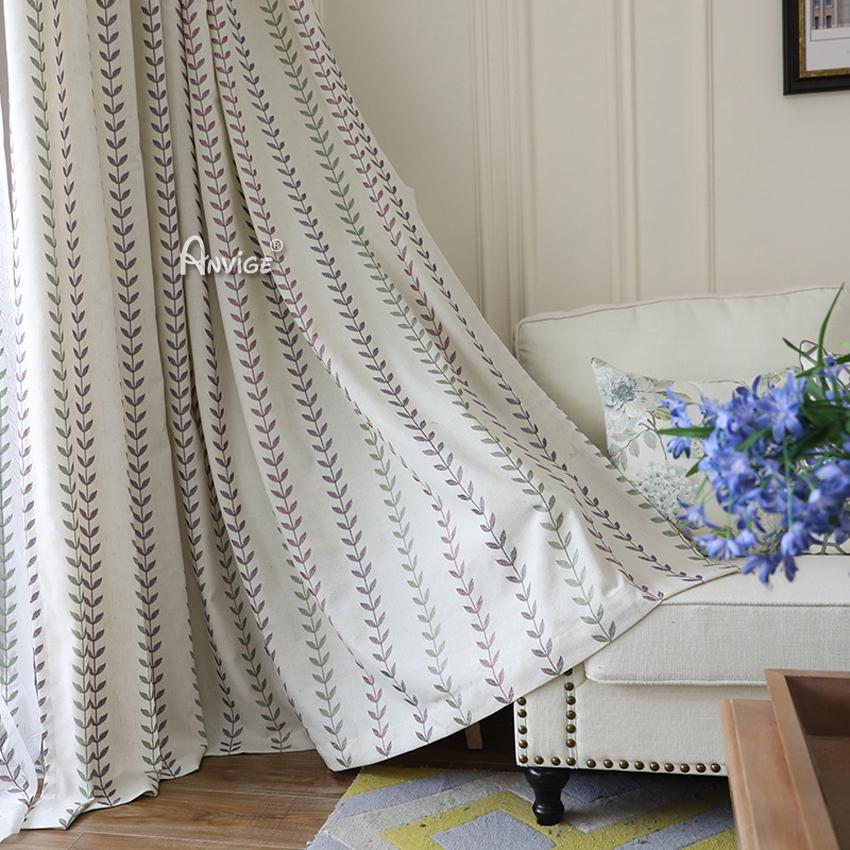 Pastoral Curtain ANVIGE Garden Cotton Linen Willow Branches Embroidered,Grommet Window Curtain Blackout Curtains For Living Room,52''Wx63''L,1 Panel roman shades roman blinds curtains window treatment window shade window blind customized roman shades curtain drapes curtains for living room