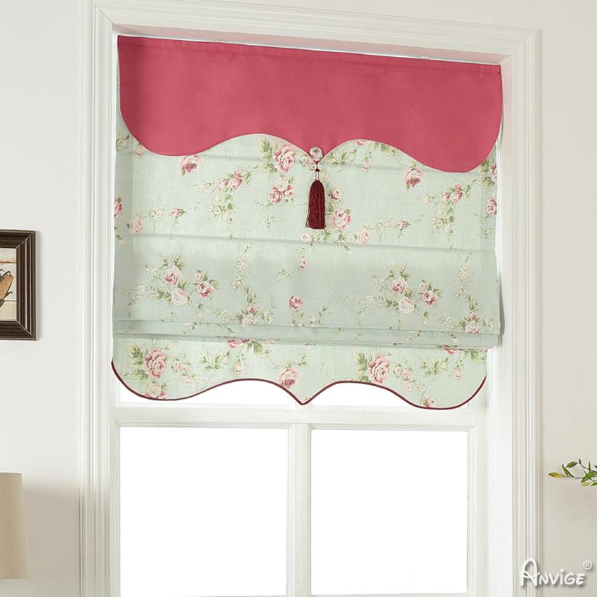 Roman Shade ANVIGE Garden Flowers With Valance Customized Roman Shades ,Easy Install Washable Curtains ,Customized Window Curtain Drape, 24"W X 64"H roman shades roman blinds curtains window treatment window shade window blind customized roman shades curtain drapes curtains for living room