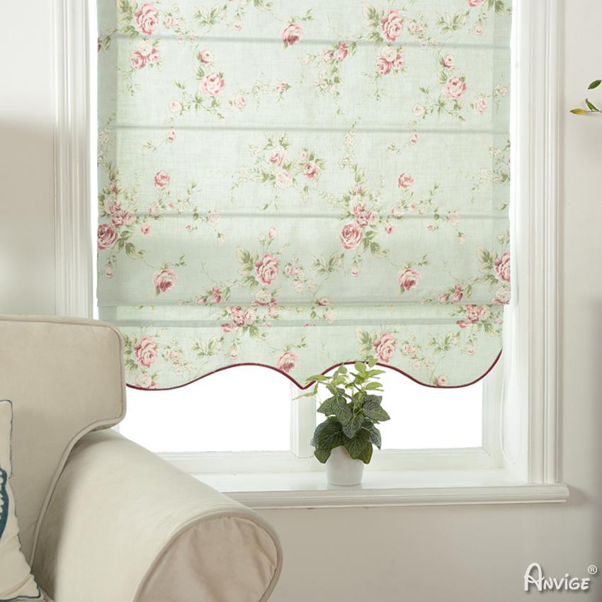 Roman Shade ANVIGE Garden Flowers With Valance Customized Roman Shades ,Easy Install Washable Curtains ,Customized Window Curtain Drape, 24"W X 64"H roman shades roman blinds curtains window treatment window shade window blind customized roman shades curtain drapes curtains for living room