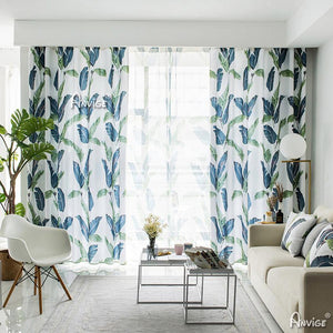 Pastoral Curtain ANVIGE Garden Green Banana Leaves Printed Curtains,Grommet Window Curtain Blackout Curtains For Living Room,52''Wx63''L,1 Panel roman shades roman blinds curtains window treatment window shade window blind customized roman shades curtain drapes curtains for living room