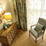 Pastoral Curtain ANVIGE Garden Green Blue Cotton Linen Fabric Flowers Printed,Grommet Window Curtain Blackout Curtains For Living Room,52''Wx63''L,1 Panel roman shades roman blinds curtains window treatment window shade window blind customized roman shades curtain drapes curtains for living room