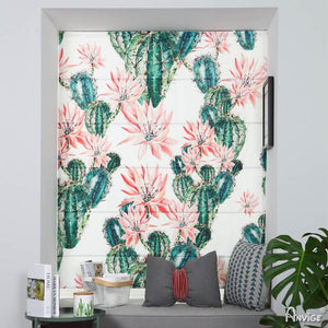 Roman Shade ANVIGE Garden Green Cactus Customized Printed Roman Shades ,Easy Install Washable Curtains ,Customized Window Curtain Drape, 24"W X 64"H roman shades roman blinds curtains window treatment window shade window blind customized roman shades curtain drapes curtains for living room