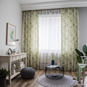 Pastoral Curtain ANVIGE Garden Green Small Leaves Printed,Grommet Window Curtain Blackout Curtains For Living Room,52''Wx63''L,1 Panel roman shades roman blinds curtains window treatment window shade window blind customized roman shades curtain drapes curtains for living room