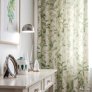 Pastoral Curtain ANVIGE Garden Green Small Leaves Printed,Grommet Window Curtain Blackout Curtains For Living Room,52''Wx63''L,1 Panel roman shades roman blinds curtains window treatment window shade window blind customized roman shades curtain drapes curtains for living room