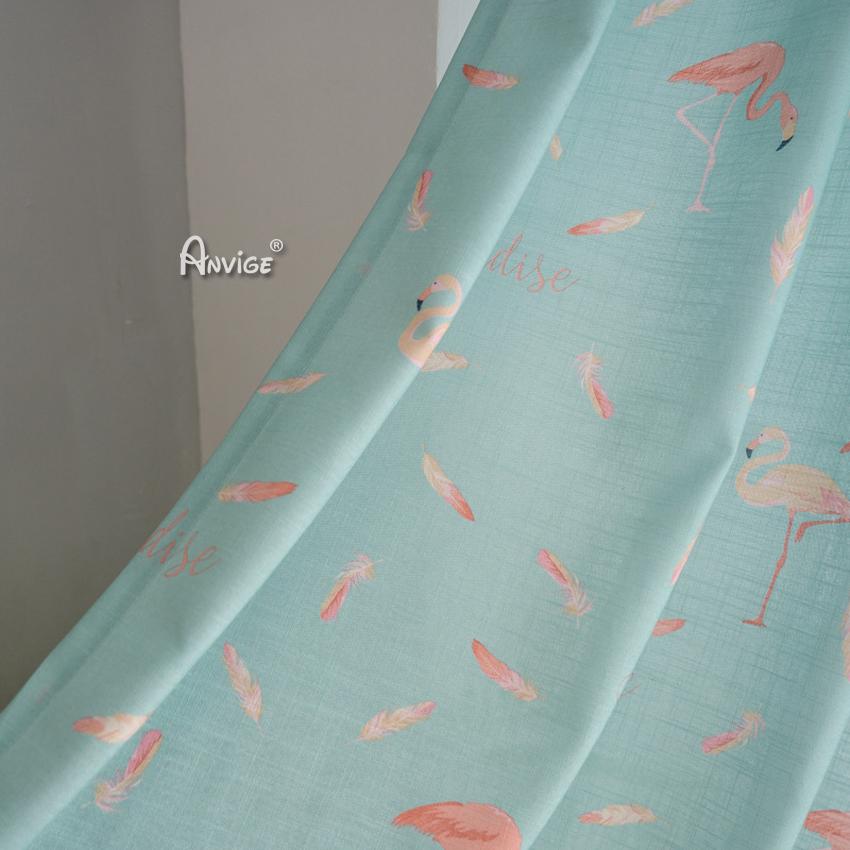 Pastoral Curtain ANVIGE Garden High Quality Cotton Linen Flamingo Printed,Grommet Window Curtain Blackout Curtains For Living Room,52''Wx63''L,1 Panel roman shades roman blinds curtains window treatment window shade window blind customized roman shades curtain drapes curtains for living room