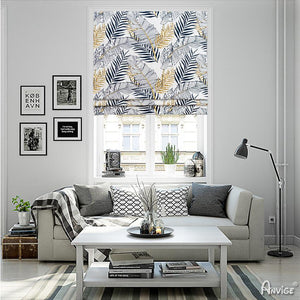 Roman Shade ANVIGE Garden Leaf Printed Customized Roman Shades ,Easy Install Washable Curtains ,Customized Window Curtain Drape, 24"W X 64"H roman shades roman blinds curtains window treatment window shade window blind customized roman shades curtain drapes curtains for living room