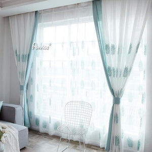 Pastoral Curtain ANVIGE Garden Light Blue Cotton Linen Embroidered,Grommet Window Curtain Blackout Curtains For Living Room,52''Wx63''L,1 Panel roman shades roman blinds curtains window treatment window shade window blind customized roman shades curtain drapes curtains for living room