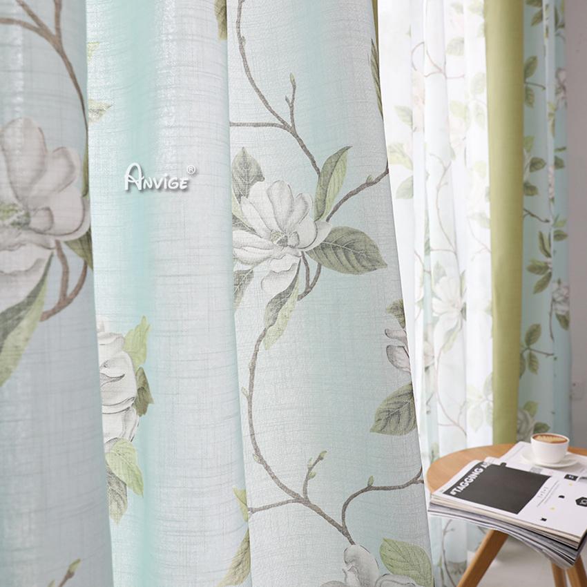 Pastoral Curtain ANVIGE Garden Natural Fabric Flowers Printed,Grommet Window Curtain Blackout Curtains For Living Room,52''Wx63''L,1 Panel roman shades roman blinds curtains window treatment window shade window blind customized roman shades curtain drapes curtains for living room