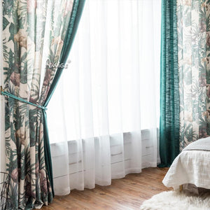 Pastoral Curtain ANVIGE Garden Retro Flowers Cotton Linen Printed,Grommet Window Curtain Blackout Curtains For Living Room,52''Wx63''L,1 Panel roman shades roman blinds curtains window treatment window shade window blind customized roman shades curtain drapes curtains for living room