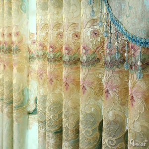 Luxury Curtain ANVIGE High Grade Embroidered Curtains for Living Room Customized Valance,Blackout and Sheer Window Curtain With Grommet Top,52''Wx84''L,1 Panel roman shades roman blinds curtains window treatment window shade window blind customized roman shades curtain drapes curtains for living room