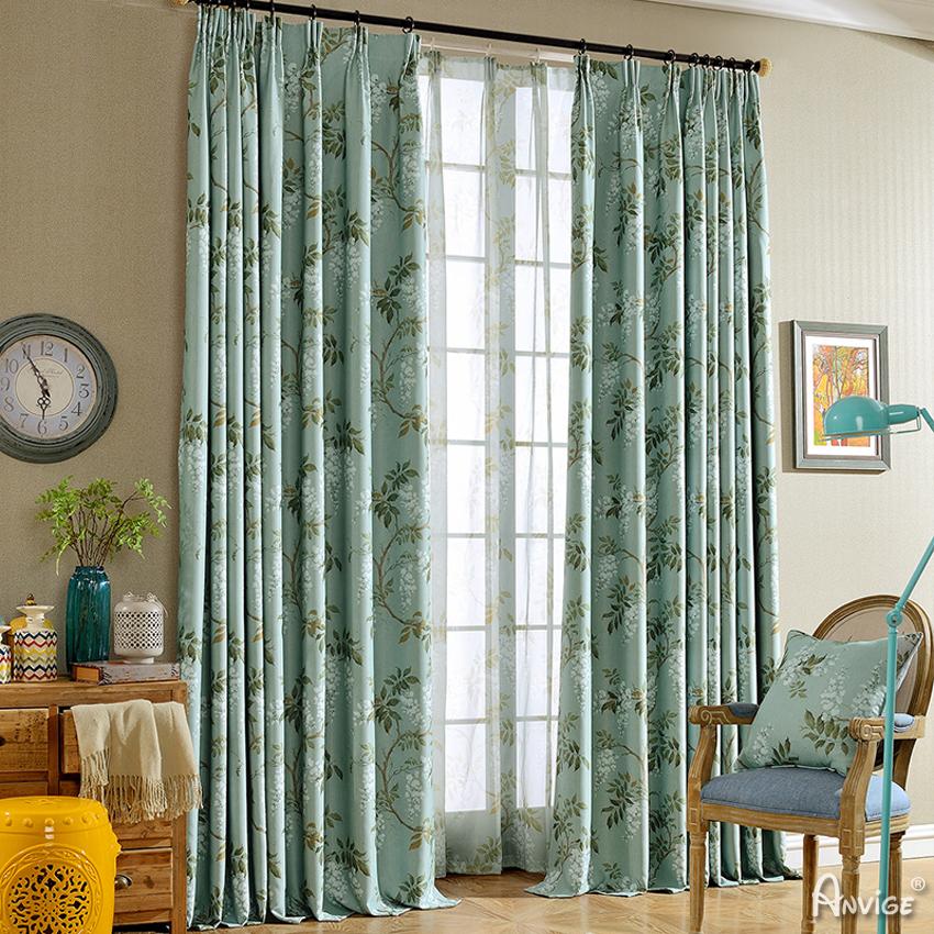 Pastoral Curtain ANVIGE High Quality Green Jacquard Leaves,Grommet Window Curtain Blackout Curtains For Living Room,52''Wx63''L,1 Panel roman shades roman blinds curtains window treatment window shade window blind customized roman shades curtain drapes curtains for living room