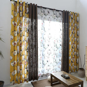 ANVIGE Chinese Lantern Cotton Linen Printed,Grommet Window Curtain Blackout Curtains For Living Room,52''Wx63''L,1 Panel