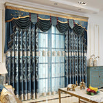 ANVIGE Europe Luxury Embroidered Curtains Customized Valance,Blackout and Sheer Window Curtain With Grommet Top,52''Wx84''L,1 Panel